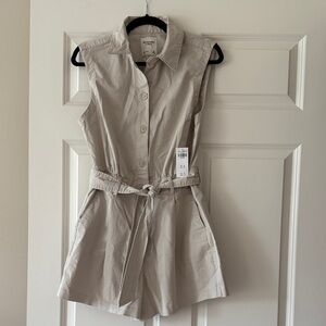 Abercrombie & Fitch Cream Button-Up Romper